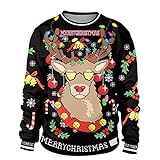 Lulupi Unisex Weihnachtspullover 3D Druck HÃ¤ssliche Lustige Christmas Pullover Weihnachten PÃ¤rchen Weihnachtspulli Led Ugly Sweater Jumper Shirt