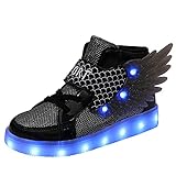YUNICUS LED-Schuhe fÃ¼r Kinder, leuchtende Schuhe, High-Top-Sneaker, LED-Sneaker, USB-Aufladung, blinkende Turnschuhe fÃ¼r Jungen und MÃ¤dchen (Kleines Kind, Schwarz, 33 EU)