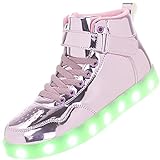 APTESOL Unisex LED Leucht Schuhe High-Top Licht Blinkt Sneaker USB Aufladen Shoes fÃ¼r Damen Herren (Rosa,38)
