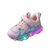 YANFJHV Leuchtende Schuhe MÃ¤Dchen Turnschuhe Laufsportschuhe LED Gymnastikschuhe Freizeitschuhe Jungen Atmungsaktive Flache Schuhe Sportschuhe mit Klettverschluss Blink Schuhe Sneakers
