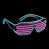 Balinco LED Brille mit 3 Blitzmodi - perfekt geeignet als Techno DJ | Festival | Halloween | Karneval | Fasching als ErgÃ¤nzung zum Outfit BZW. KostÃ¼m (TÃ¼rkis / Pink)