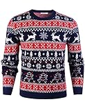 iClosam Herren Weihnachtspullover Lustige Strick Christmas Sweater Pullover mit Rundhalsausschnitt