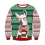 RAISEVERN Frohe Weihnachten Rentier Deer Ugly Xmas Sweater Unisex Rundhals Strickpullover Santa Jumper Pullover