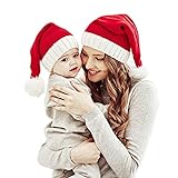 Familie passende WeihnachtsmÃ¼tze Mutter & Baby StrickmÃ¼tze Weihnachten Eltern-Kind Pom Pom Beanie MÃ¼tze WinterwÃ¤rmer Santaa MÃ¼tzen HÃ¤keln Rot